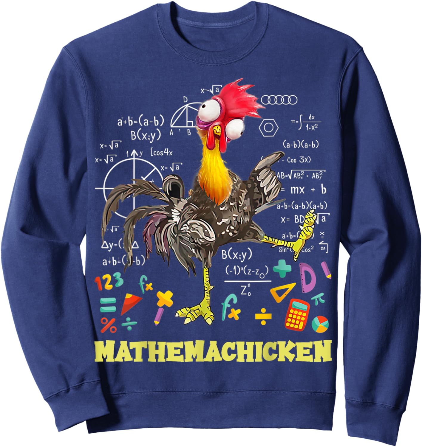 Mathemachicken shirt teacher Math Lovers Funny chicken Women Kids Sweatshirt - Sweatshirt | Navy