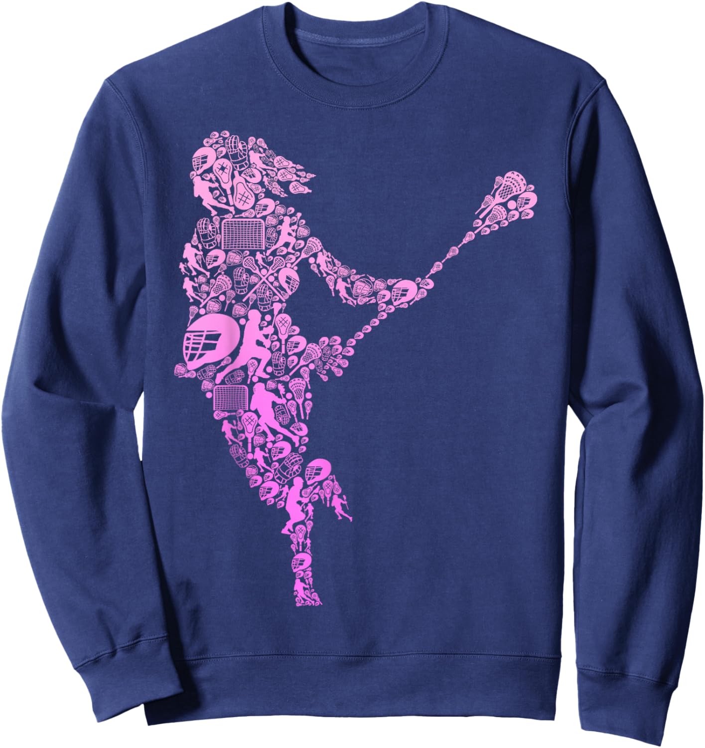 Lacrosse Player Youth Women Girls Kids Sweatshirt - Sweatshirt | Navy