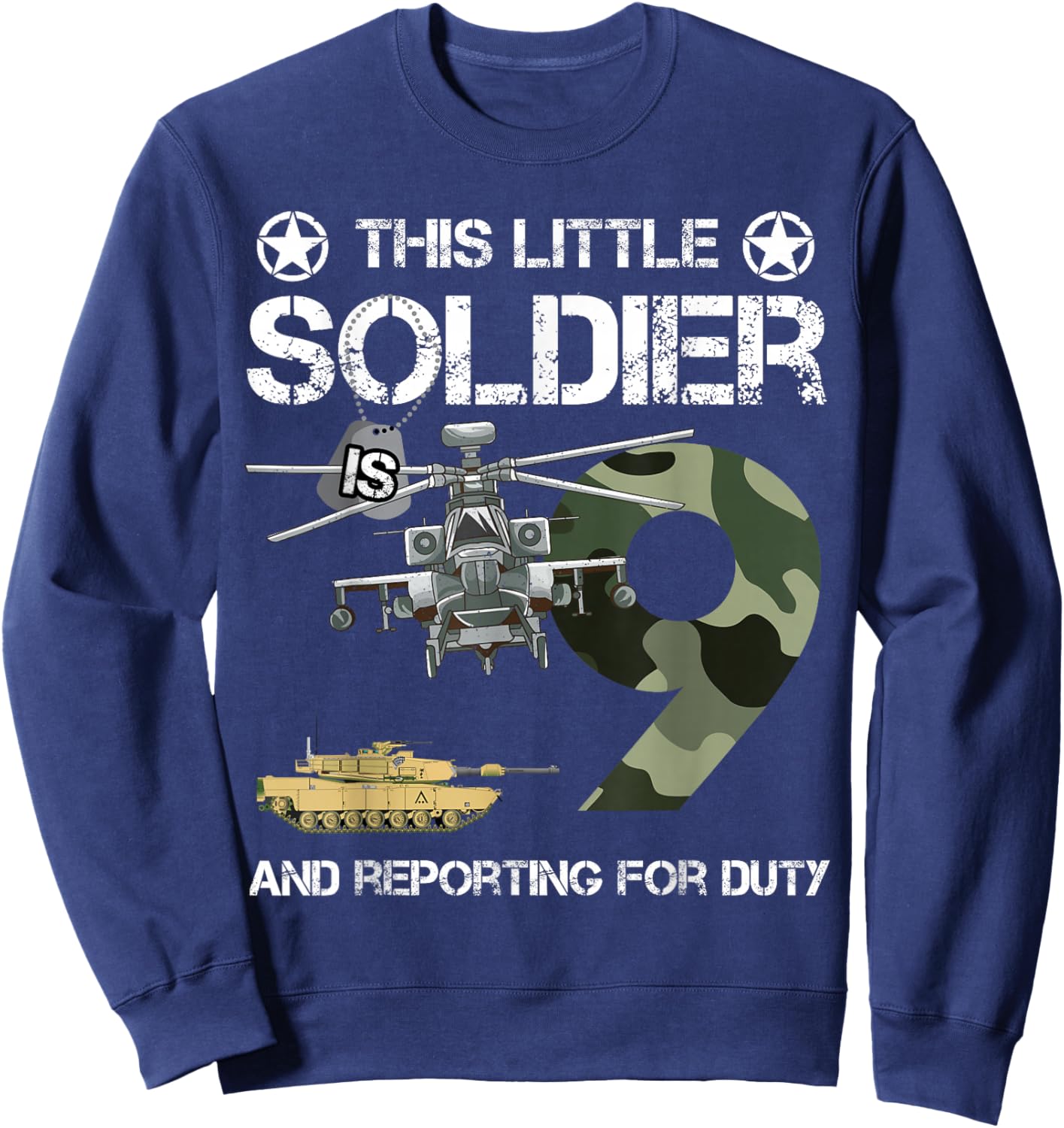 9 Year Old Soldier Camo Army Birthday Themed Military Family Sweatshirt - Sweatshirt | Navy