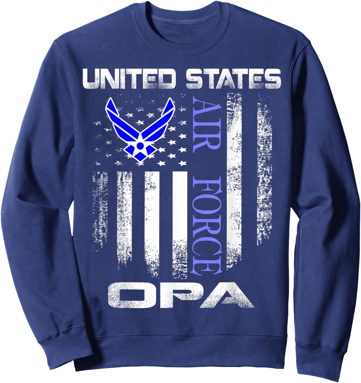 Vintage United States Air Force Opa With American Flag Sweatshirt - Sweatshirt | Navy