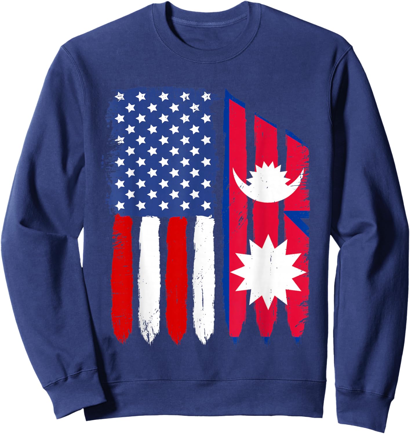Distressed Retro USA American Nepal Flag Patriotic Kids Men Sweatshirt - Sweatshirt | Navy