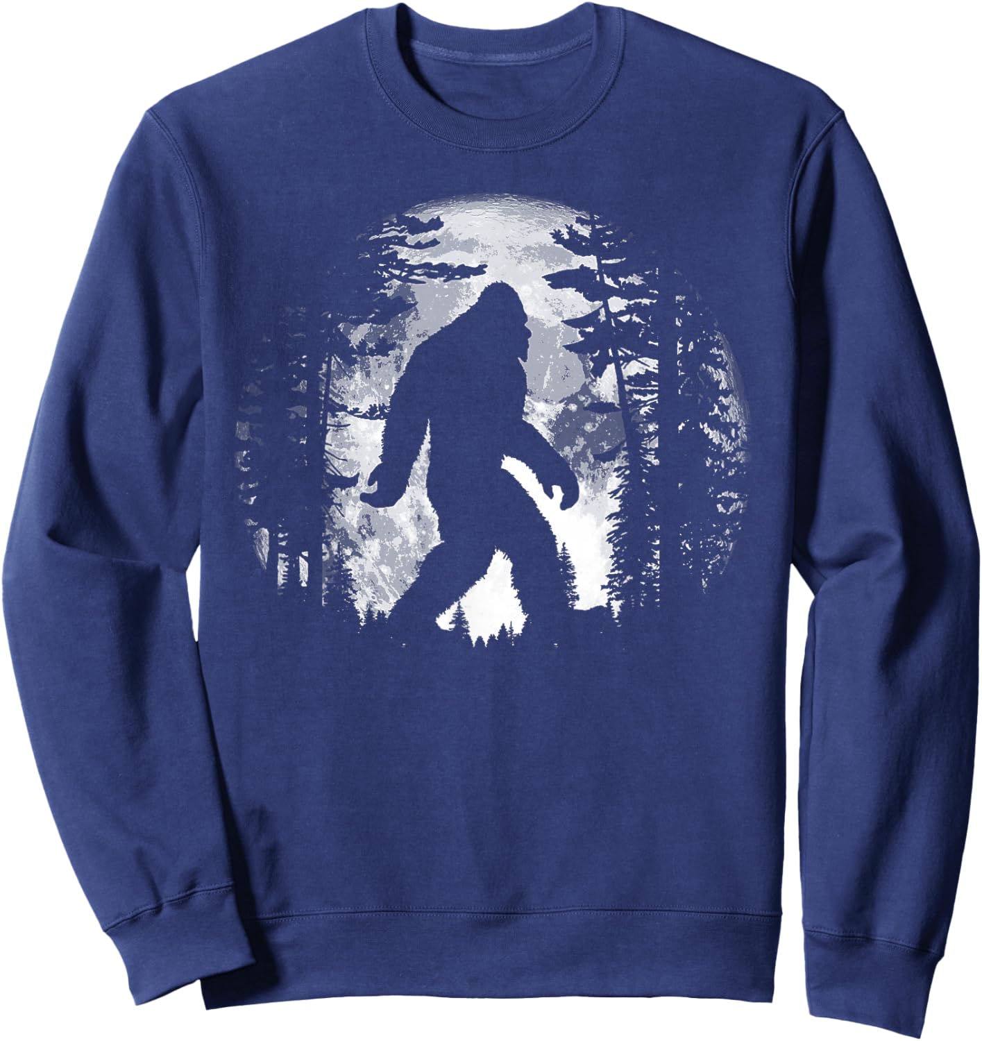 Bigfoot Night Stroll Cool Full Moon & Tree Tunnel Sasquatch Sweatshirt - Sweatshirt | Navy