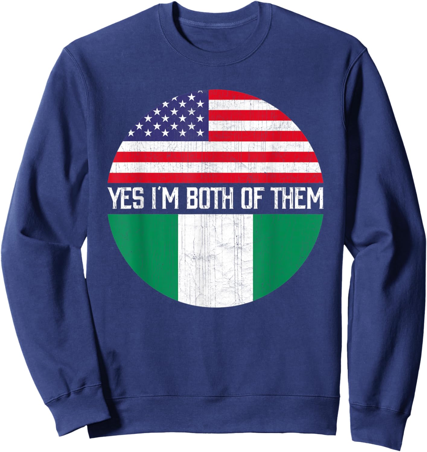 Half American Half Nigerian USA Flag Family Heritage Women Kids Men Sweatshirt - Sweatshirt | Navy