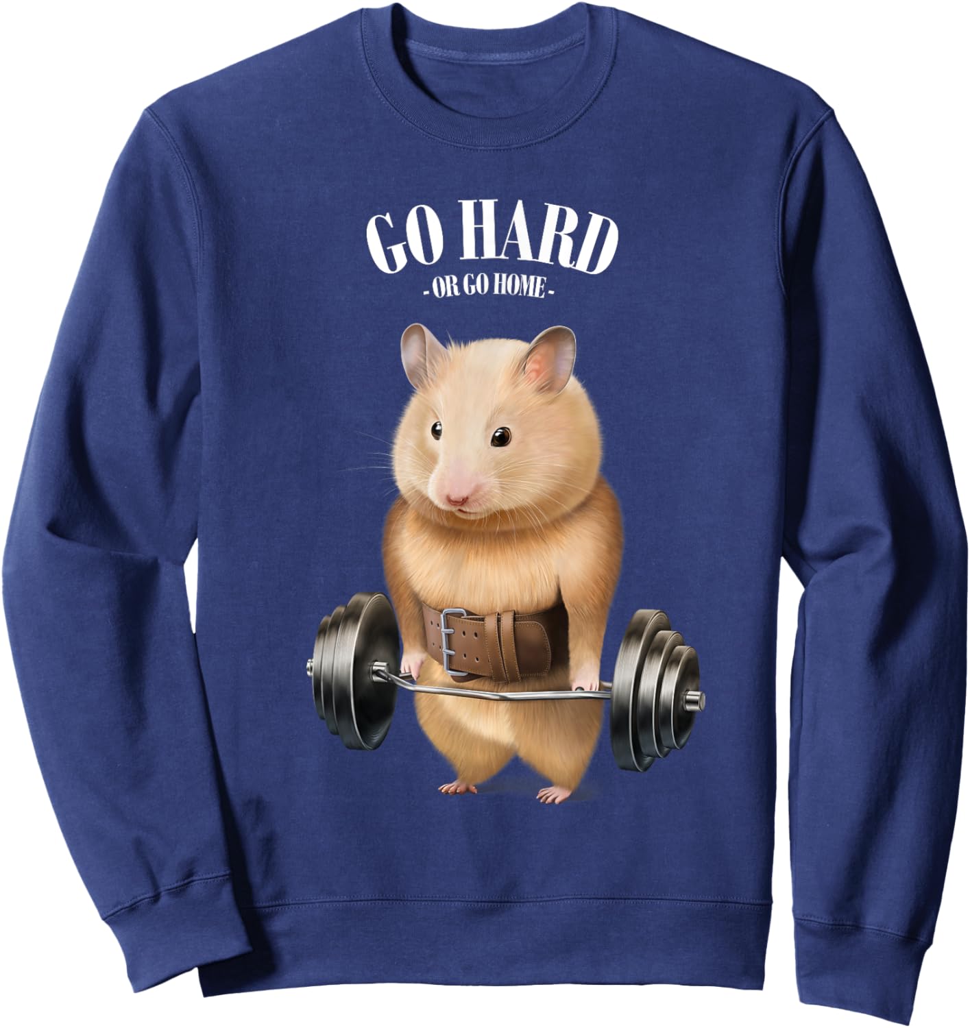 Hamster Muscle Training with Barbell Shrug Bar Fitness Gym Sweatshirt - Sweatshirt | Navy