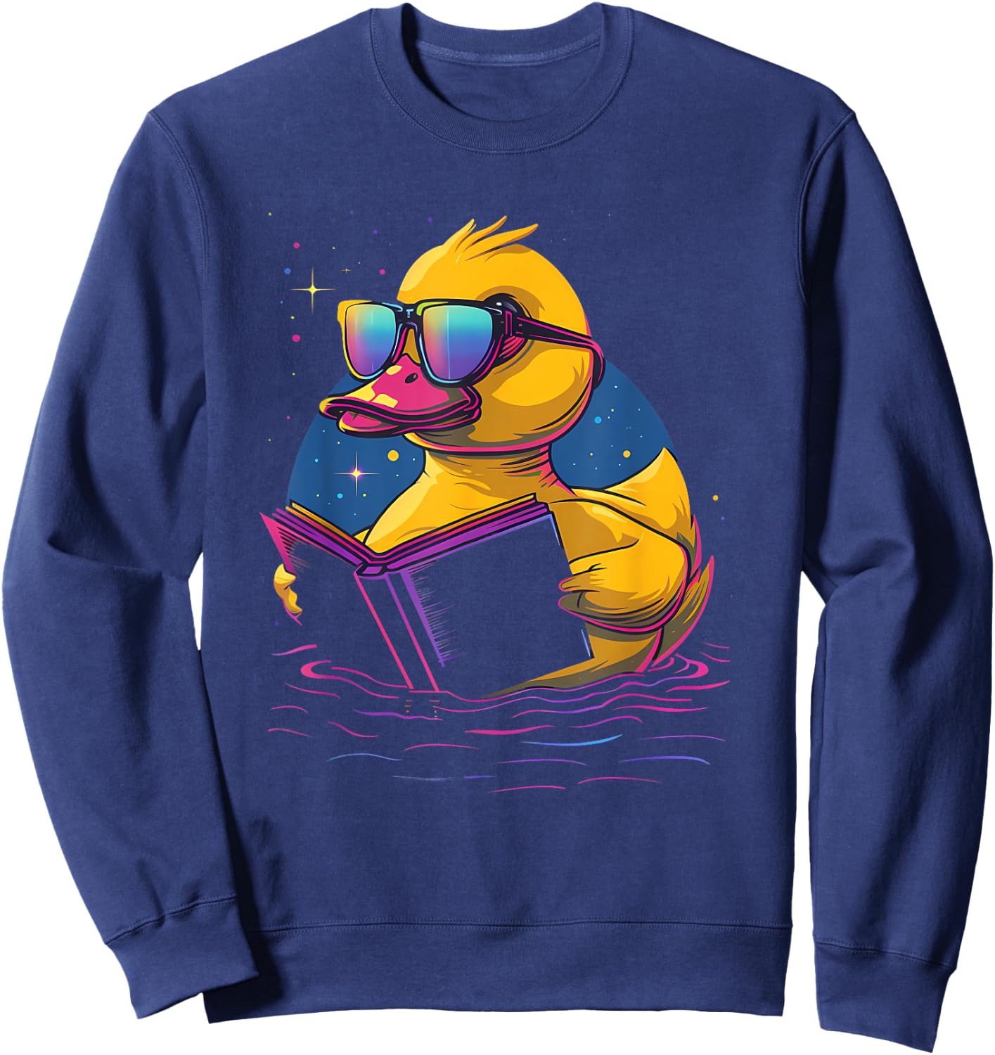 Rubber Duck Rubber Duckie Reading Book Rubber Duckling Sweatshirt - Sweatshirt | Navy