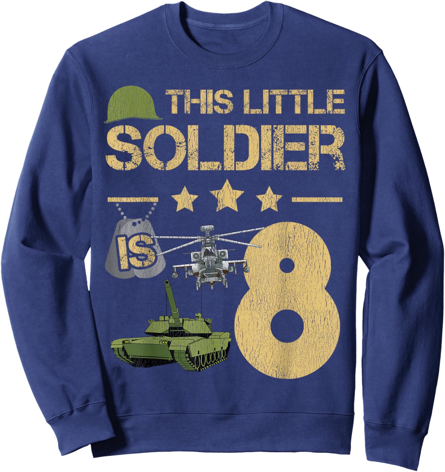 8 Year Old Soldier Birthday Boy 8th Birthday Kids Army Camo Sweatshirt - Sweatshirt | Navy