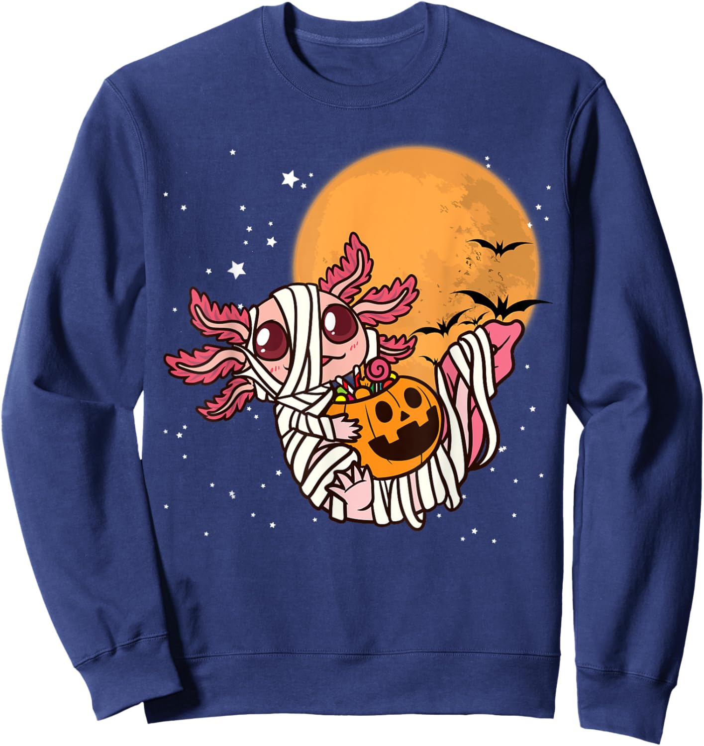 Cute Axolotl Halloween Mummy Axolotl Sweatshirt - Sweatshirt | Navy