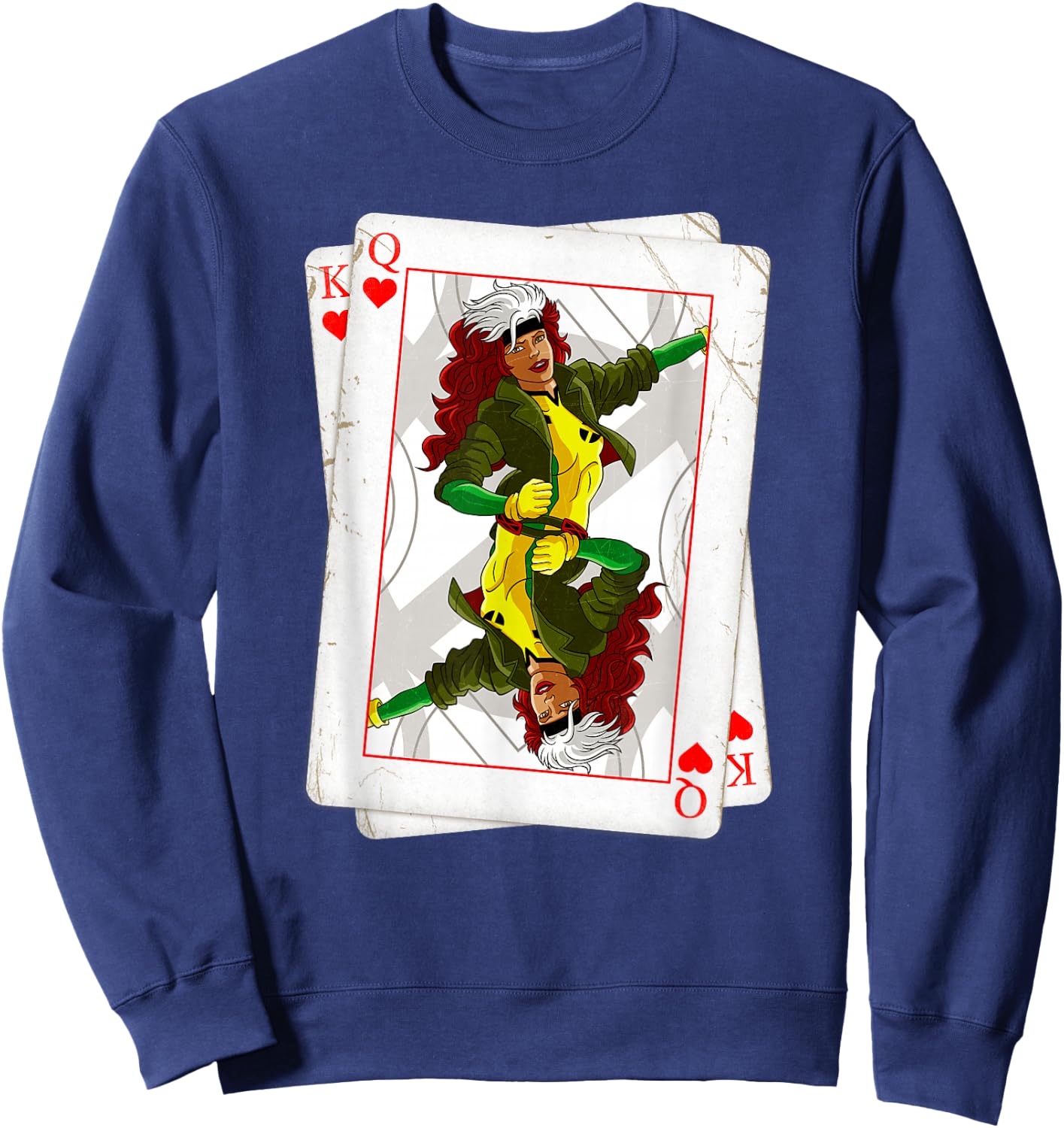 Marvel X-Men Rogue Playing Card 90s Sweatshirt - Sweatshirt | Navy