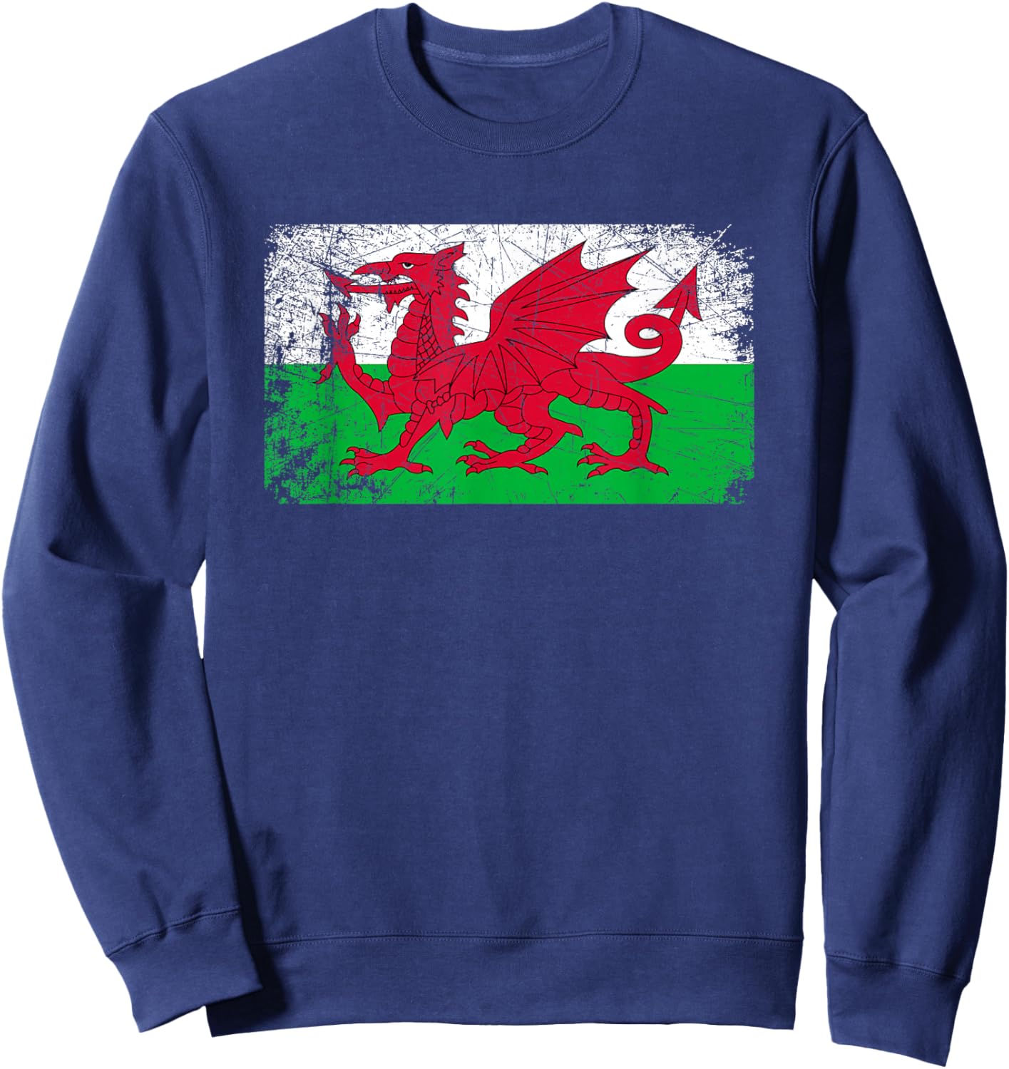 Vintage Made in Wales Welsh Flag Gift Sweatshirt - Sweatshirt | Navy