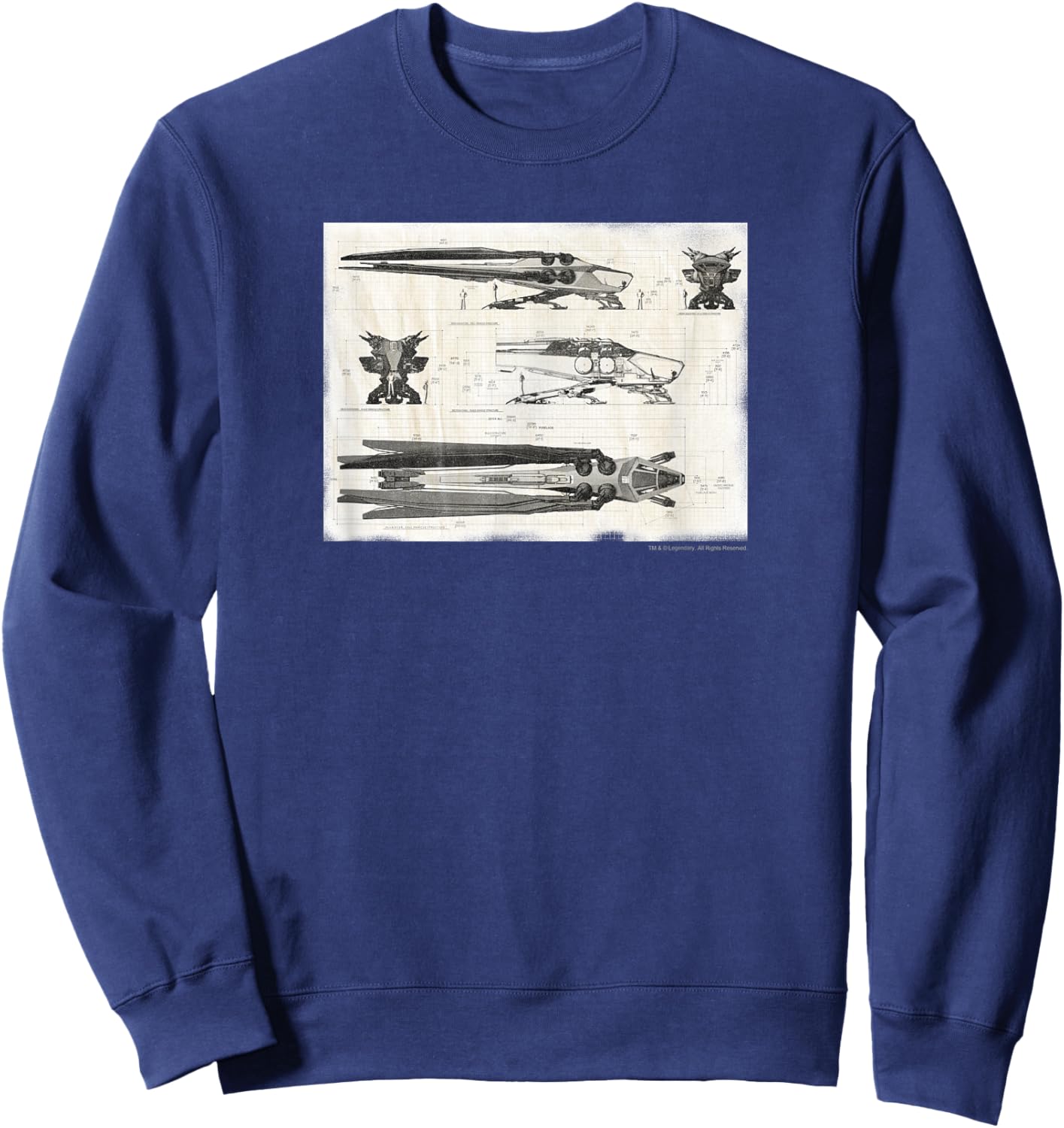 Dune - Royal Ornithopter Blueprint - Cream Sweatshirt - Sweatshirt | Navy