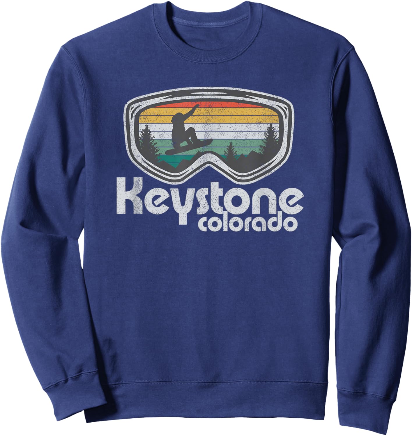 Ski Snowboard Mountain Snow Skiing Shirts & Gifts Keystone Snowboarding Retro Colorado Mountain Snowboard Gift Sweatshirt - Sweatshirt | Navy