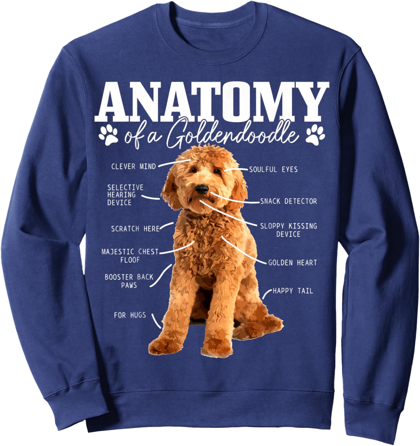 Anatomy of A Goldendoodle Funny Cute Dog Doodle Mom Dad Sweatshirt - Sweatshirt | Navy