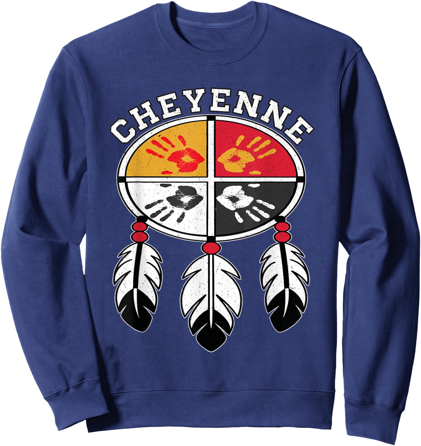 Cheyenne Medicine Wheel Indigenous Native American Tribe Sweatshirt - Sweatshirt | Navy