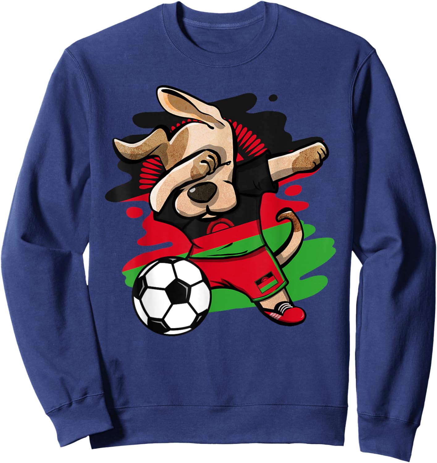Dabbing Dog Malawi Soccer Fans Jersey Malawian Flag Football Women Girls Kids Sweatshirt - Sweatshirt | Navy