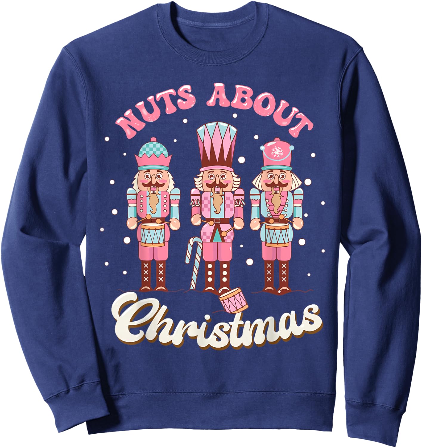 Groovy Retro Nuts About Christmas Holiday Xmas Nutcracker Sweatshirt - Sweatshirt | Navy