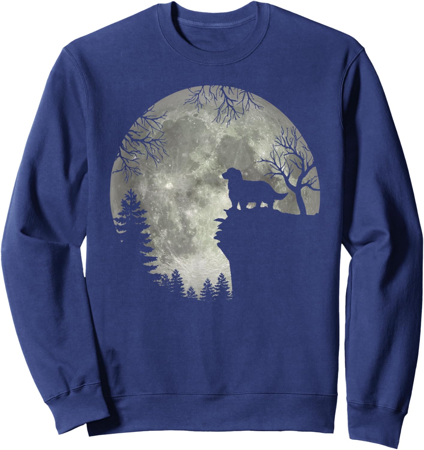 English Springer Spaniel And Moon Halloween Sweatshirt - Sweatshirt | Navy