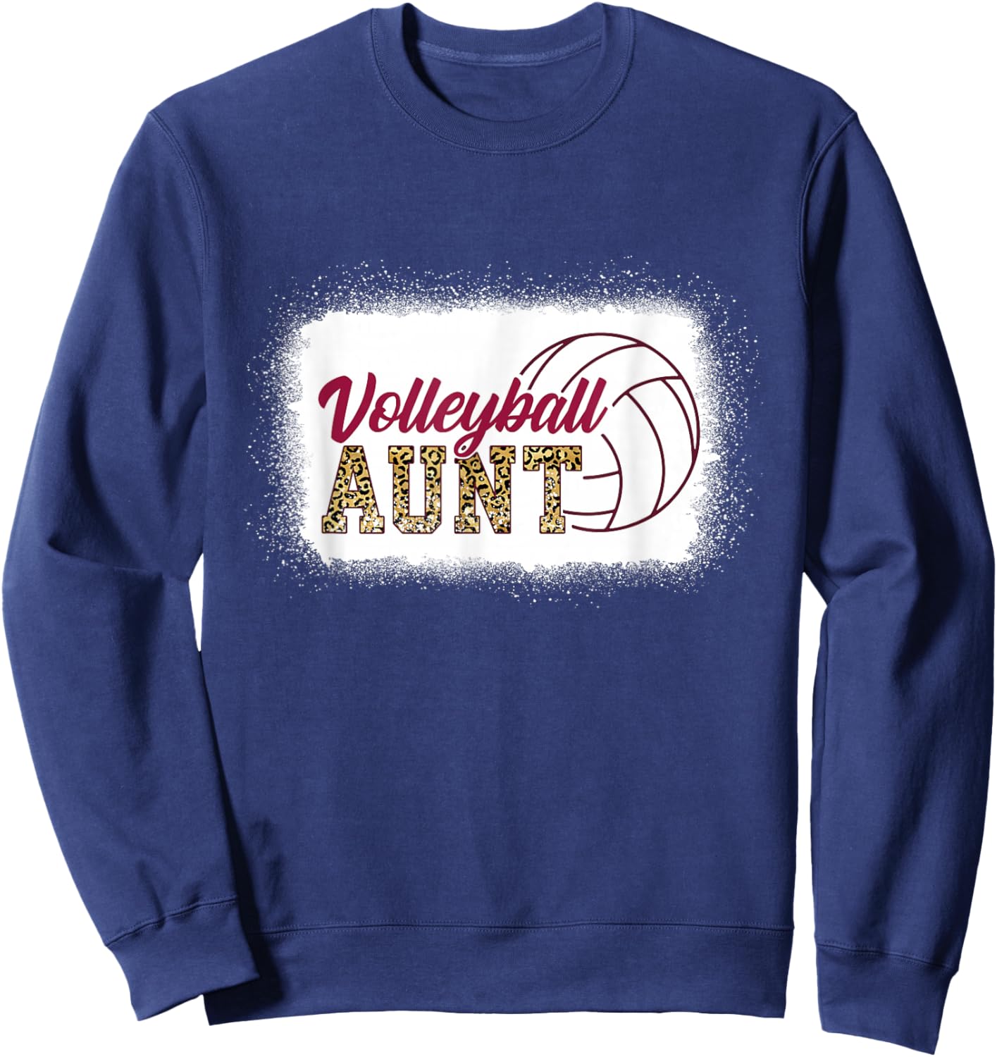Aunt Life Volleyball Bleached Leopard Auntie Sweatshirt - Sweatshirt | Navy