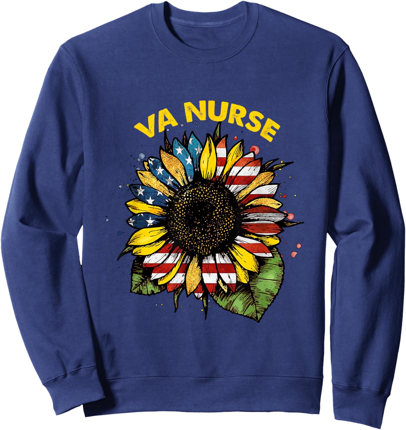 Vintage 4th of July Va Nurse Patriotic Real American Cute Sweatshirt - Sweatshirt | Navy