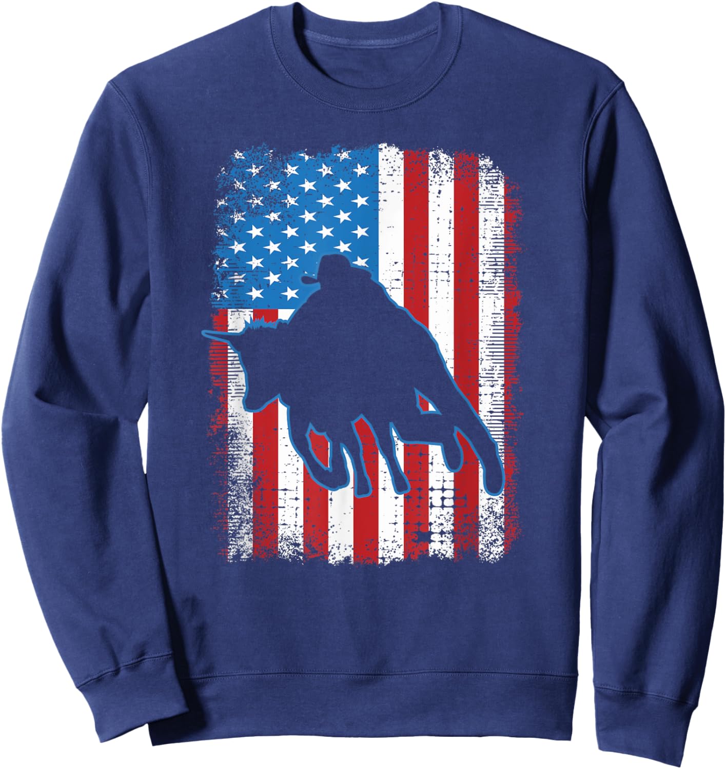 Steer Wrestling USA Flag Roping Rodeo Event Chute Dogging Sweatshirt - Sweatshirt | Navy