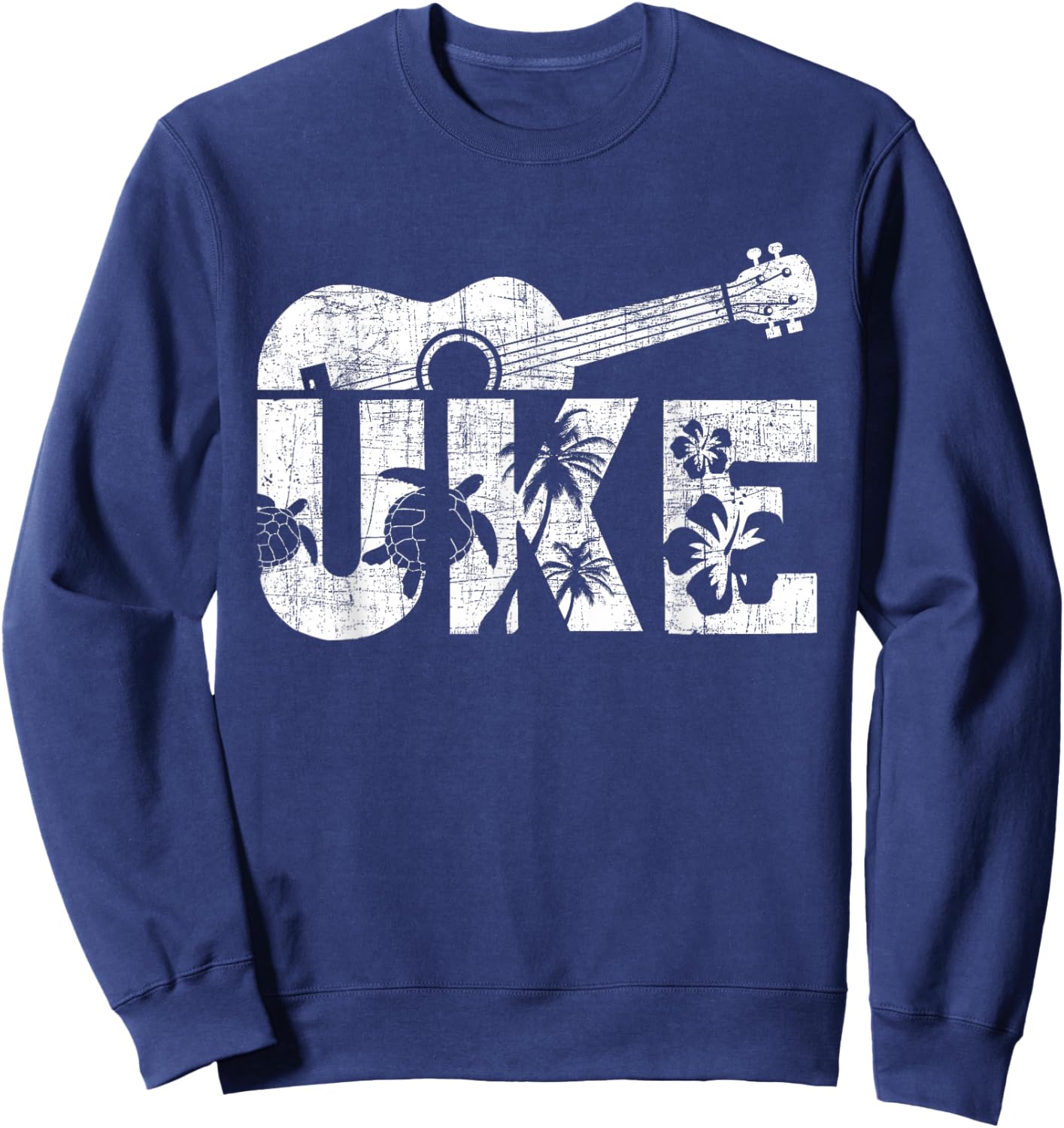 Uke - Ukulele Player Ukulelist Music Guitarist Small Sweatshirt - Sweatshirt | Navy