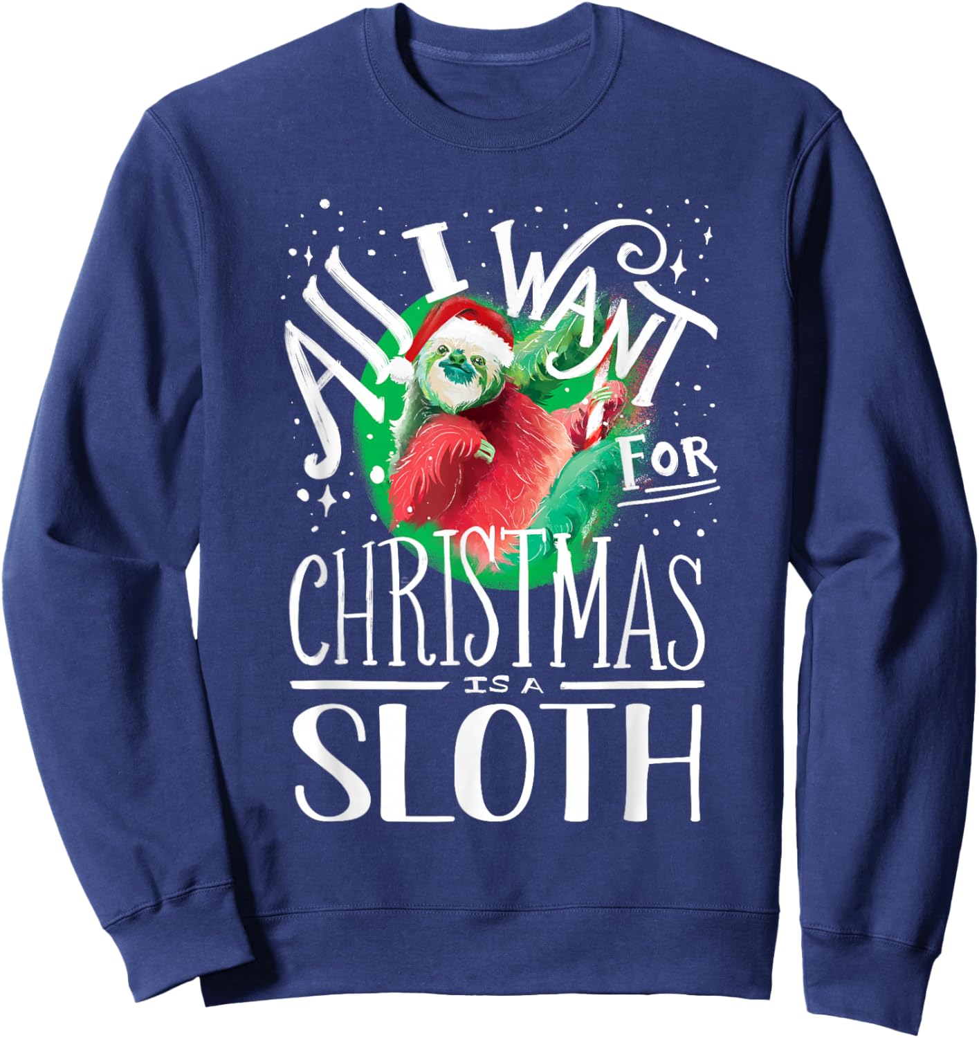 Sloth Christmas Santa Hat Xmas Sloth Lover Sweatshirt - Sweatshirt | Navy