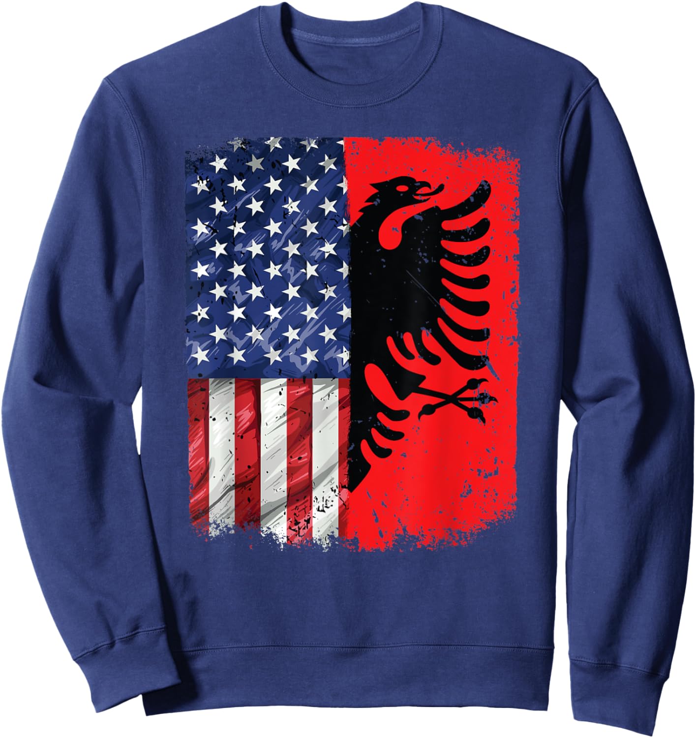 Albania USA Flag Patriotic Albanian American Flag Sweatshirt - Sweatshirt | Navy