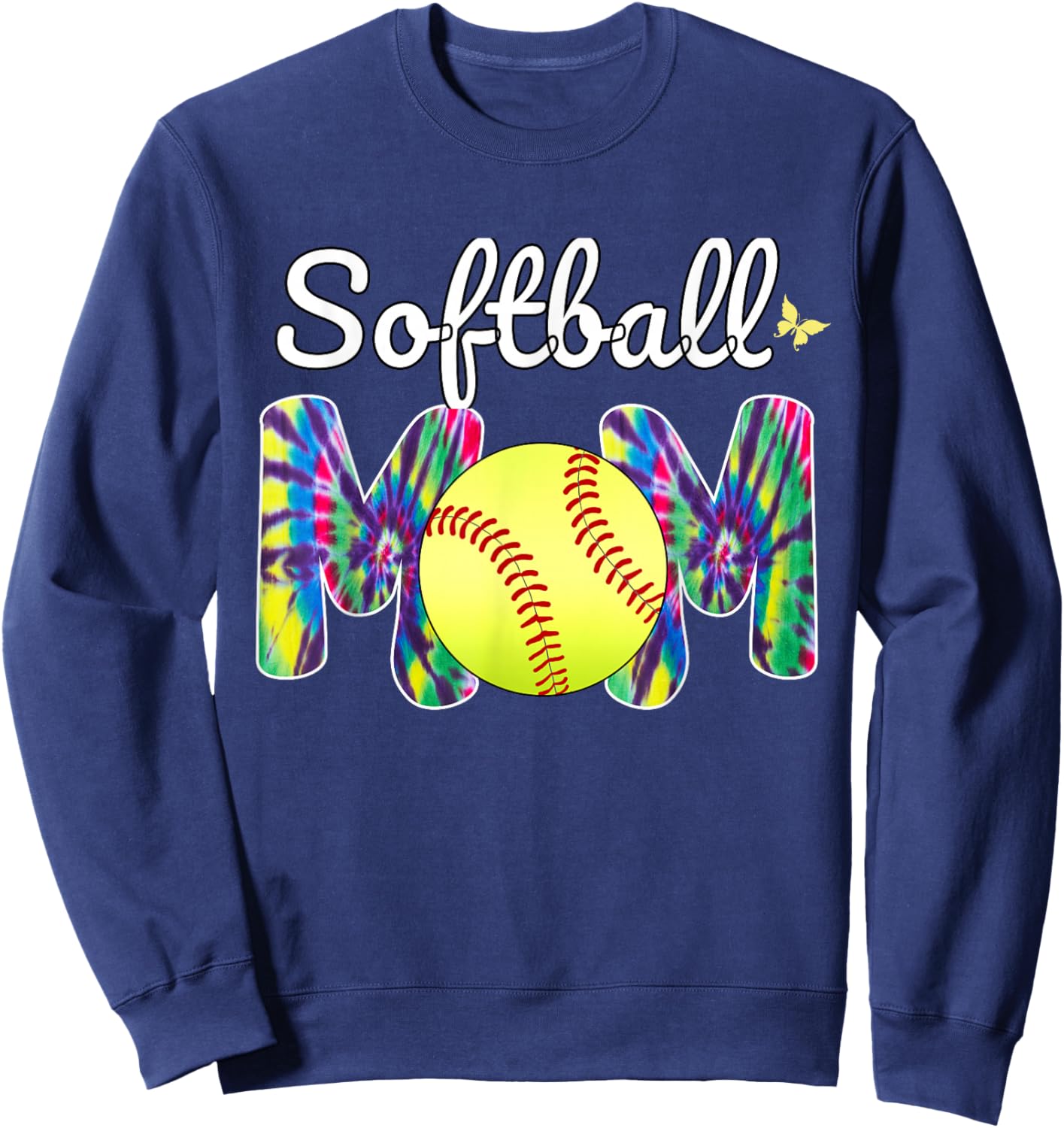 Baseball Mom Love Tie Dye Softball Mom Mothers Day 2024 Sweatshirt - Sweatshirt | Navy