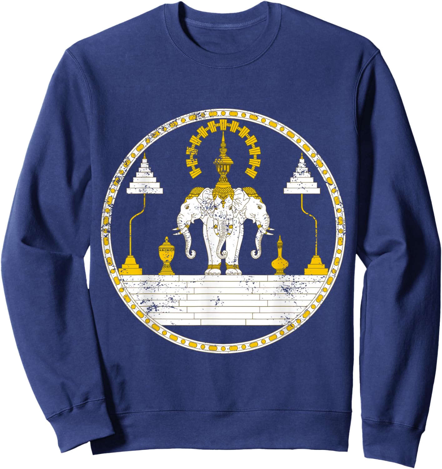 Laos Erawan Three Headed Elephant Kingdom of Laos Sweatshirt - Sweatshirt | Navy