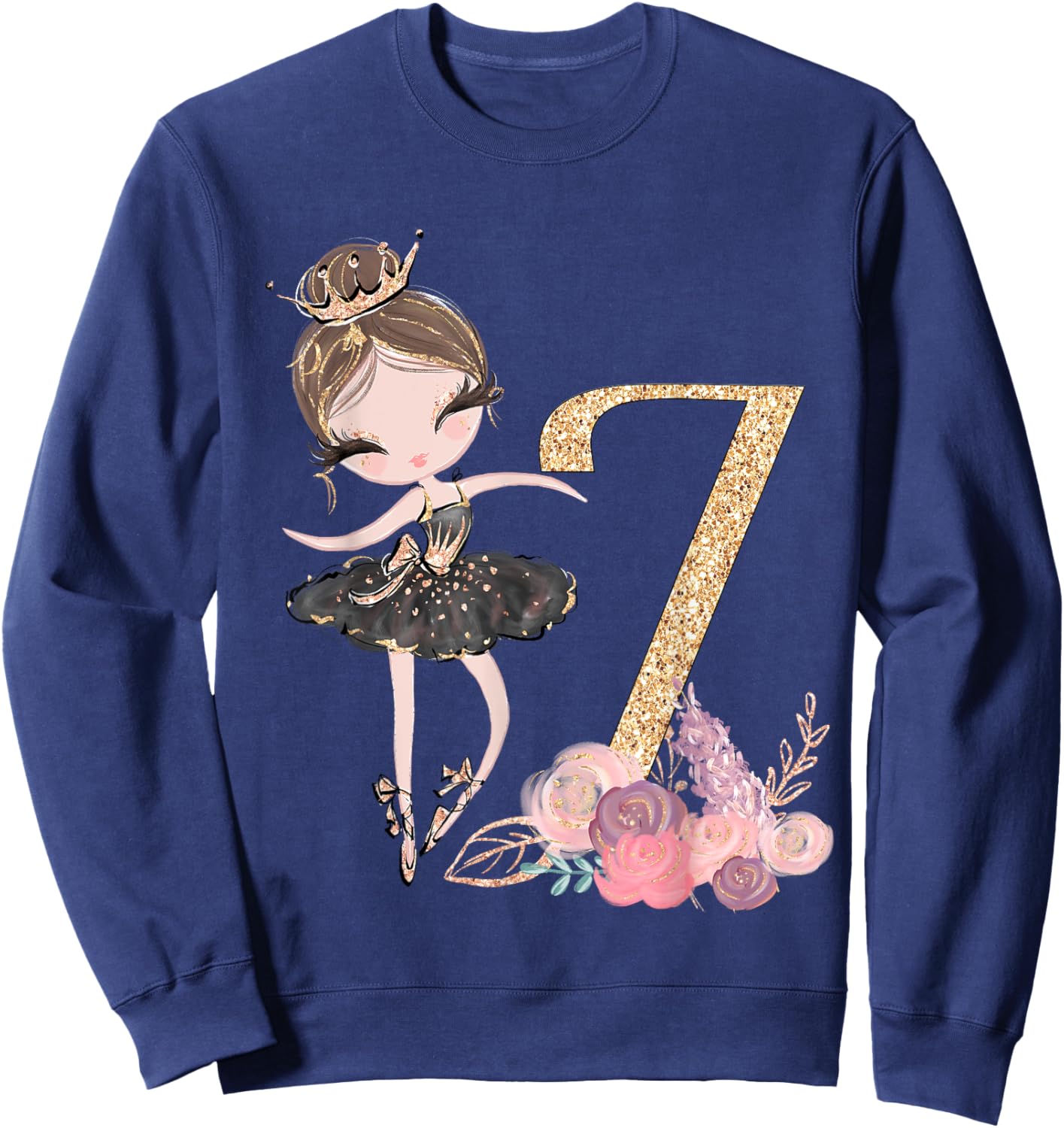 7th Birthday Ballerina Dance School Ballet Tutu Girls Seven Sweatshirt - Sweatshirt | Navy