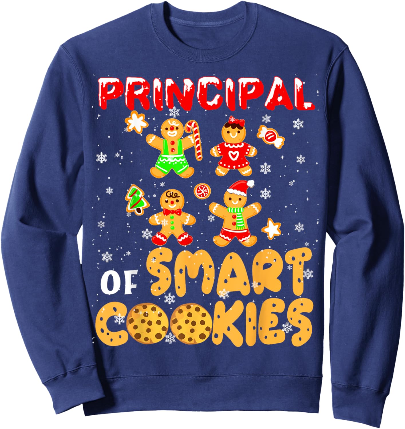 Principal Of Smart Cookies Gingerbread Man Principal Xmas Sweatshirt - Sweatshirt | Navy