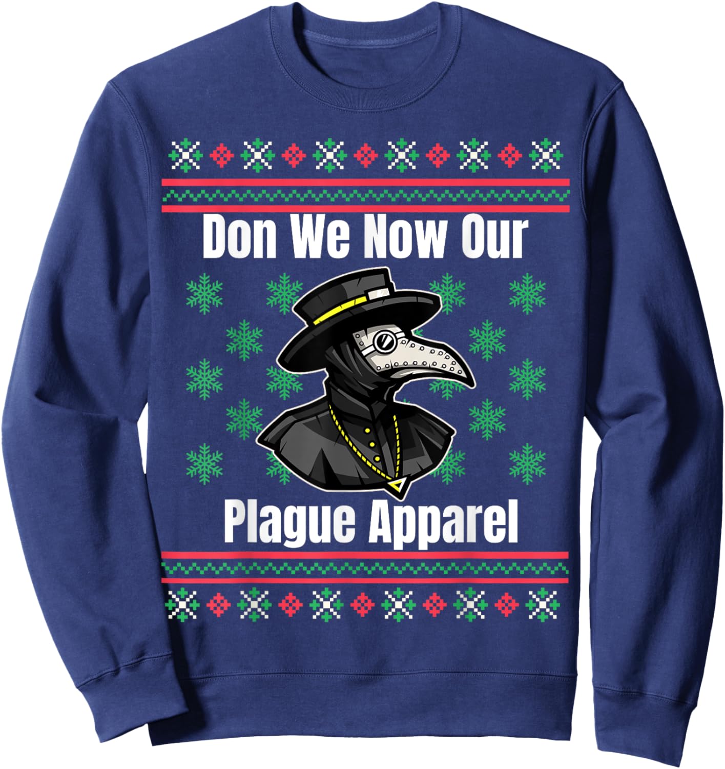 Ugly Christmas Sweater Style Plague Doctor Sweatshirt - Sweatshirt | Navy