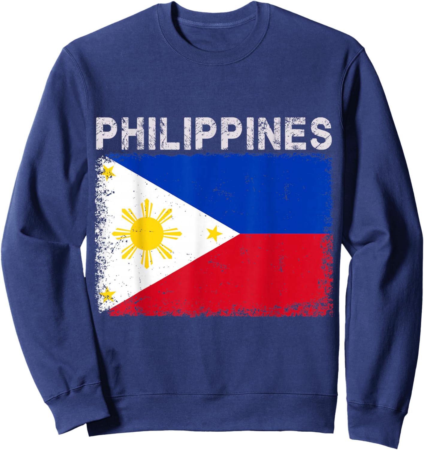 Vintage Philippines Flag Filipino Pride Sports Jersey Sweatshirt - Sweatshirt | Navy