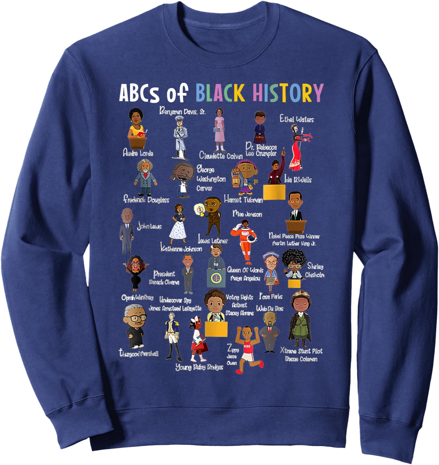 Abcs of Black History Month Juneteenth Day Black Men Women Sweatshirt - Sweatshirt | Navy