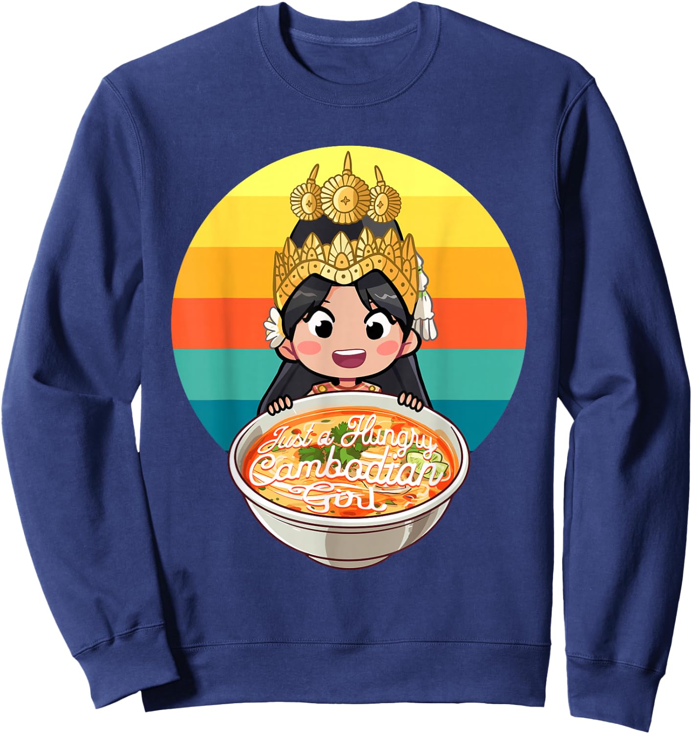 Khmer Cambodian Traditional Apsara Dancer Reamker Design Sweatshirt - Sweatshirt | Navy