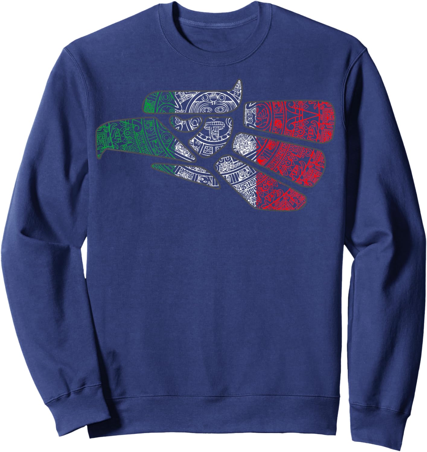 Mexico Sacred Aztec Calendar Mexican Eagle Archeological Sweatshirt - Sweatshirt | Navy