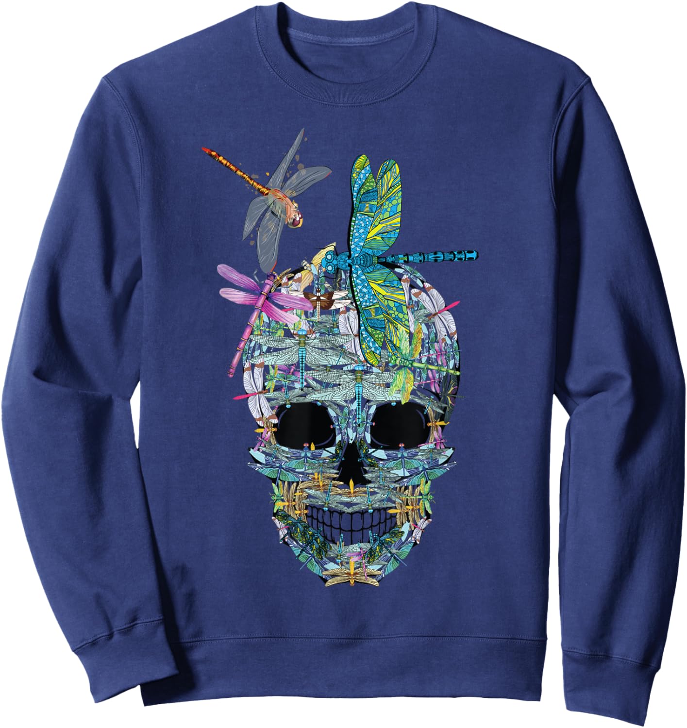 Matching Family dragonflies Skull Costume Halloween funny Sweatshirt - Sweatshirt | Navy
