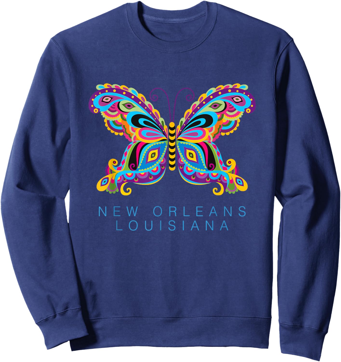 New Orleans Louisiana Souvenir Butterfly Graphic Sweatshirt - Sweatshirt | Navy