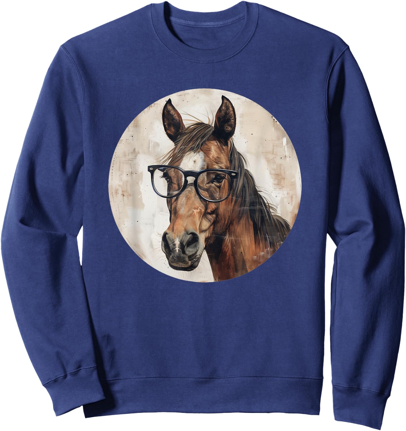 Funny Horse with Glasses Equestrian Riding Sweatshirt - Sweatshirt | Navy