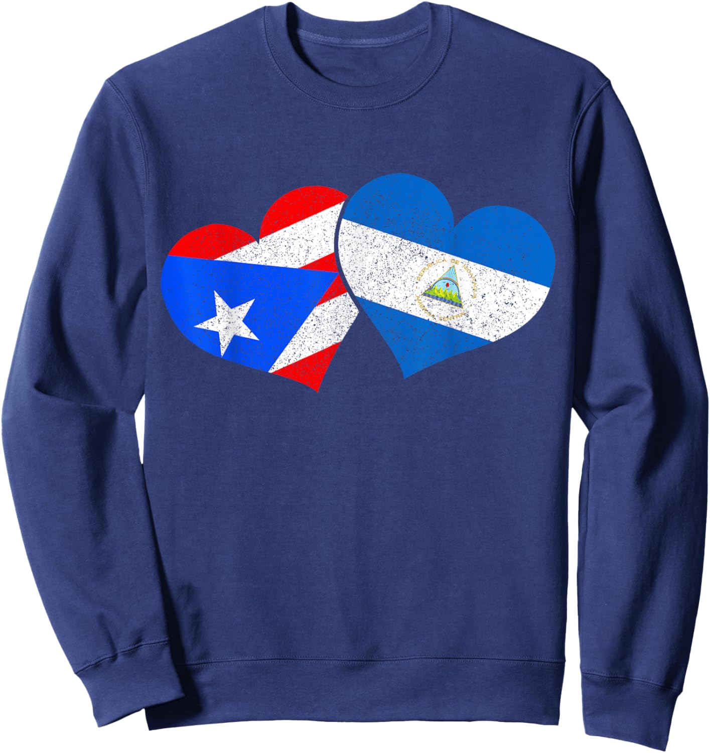 Puerto Rico Nicaragua Nica Heritage Puerto Rican Flag Sweatshirt - Sweatshirt | Navy
