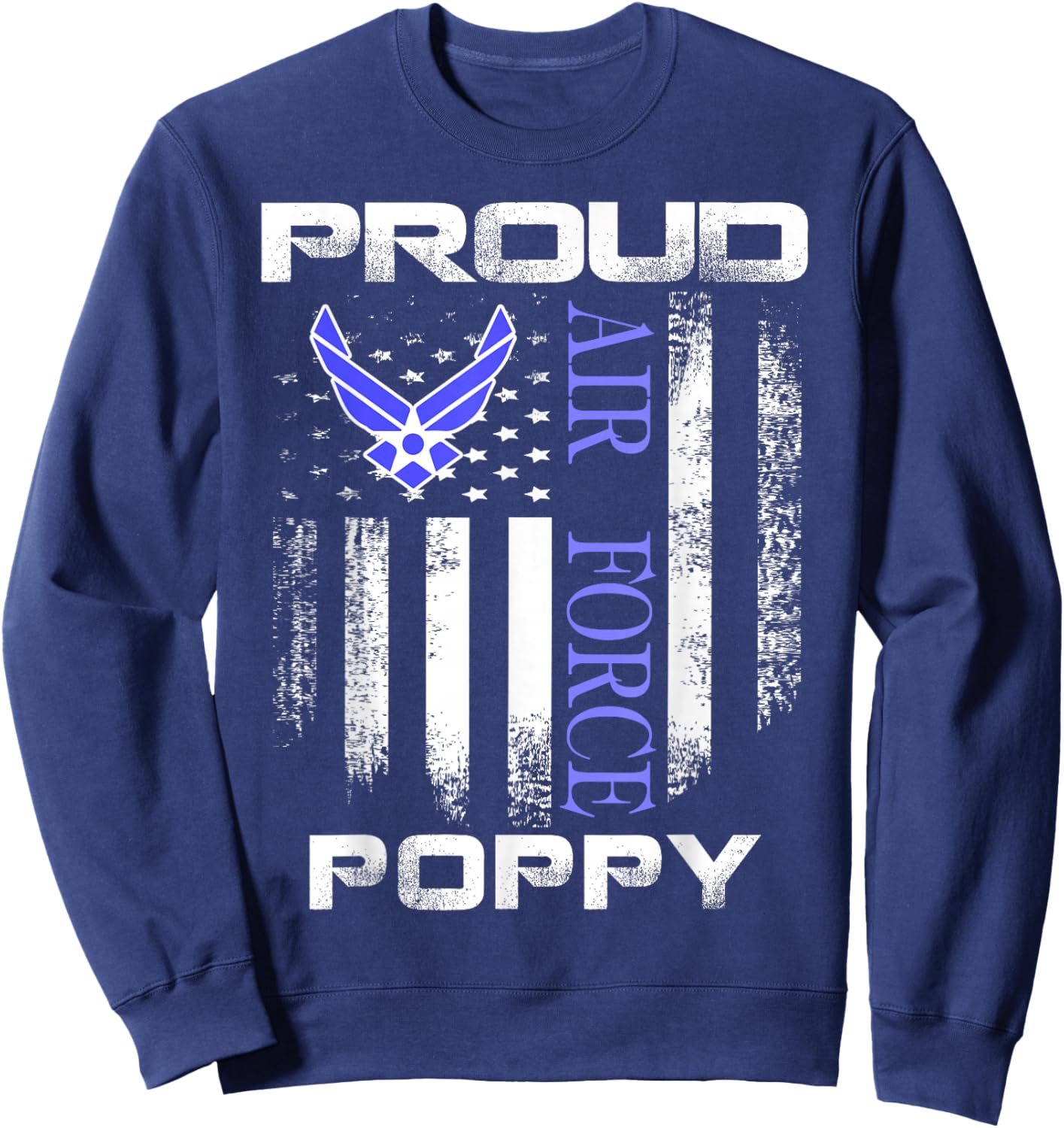 Vintage Proud Air Force Poppy With American Flag Gift Sweatshirt - Sweatshirt | Navy