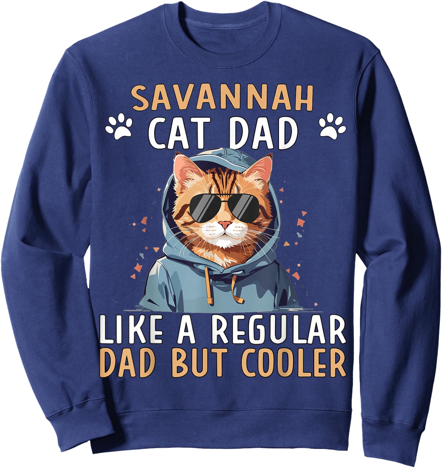 Serval Cat Dad Plush Items African Savannah Cat Sweatshirt - Sweatshirt | Navy