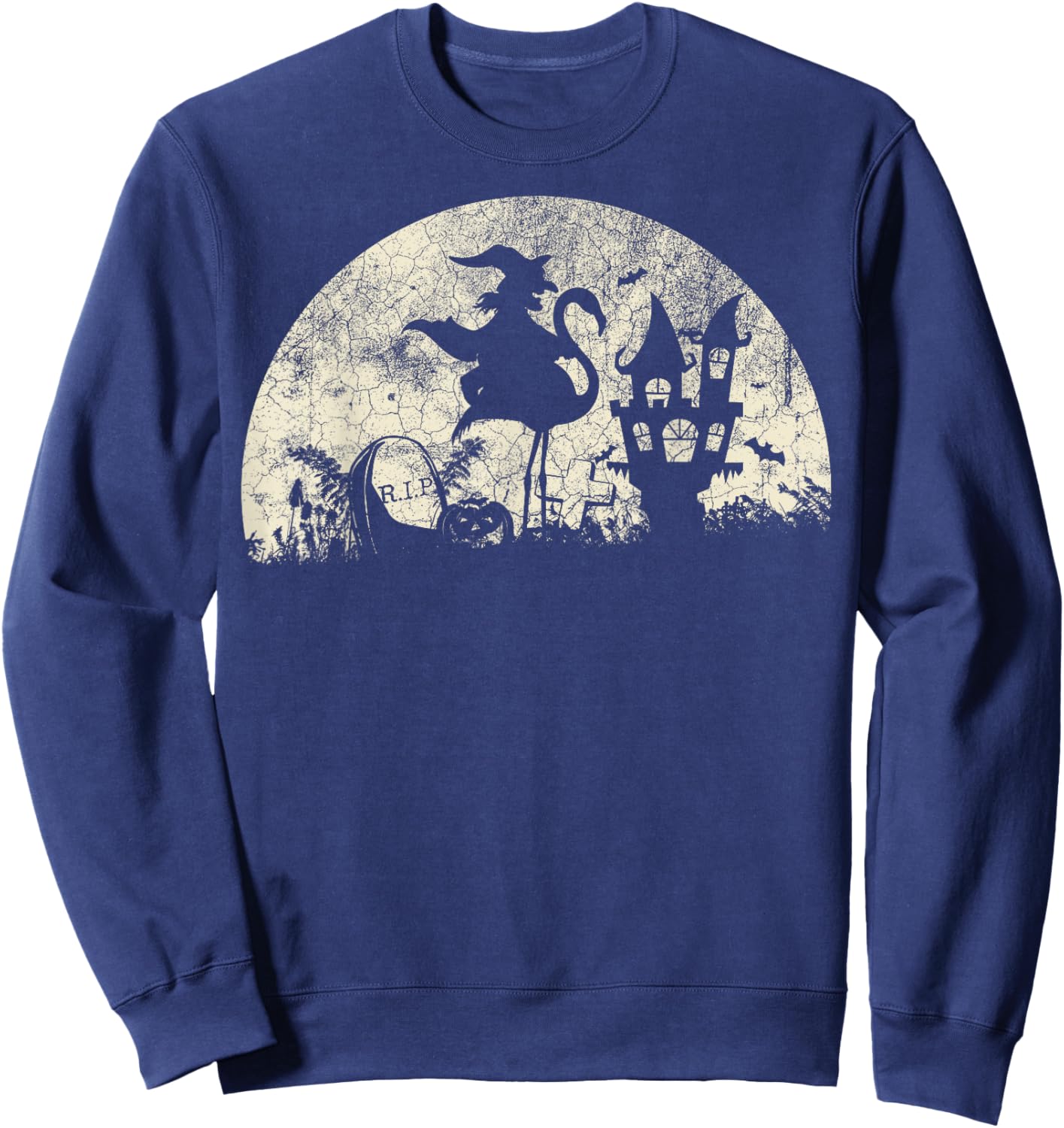 Halloween Witch on Flamingo - Funny Trick or Treat Costume Sweatshirt - Sweatshirt | Navy