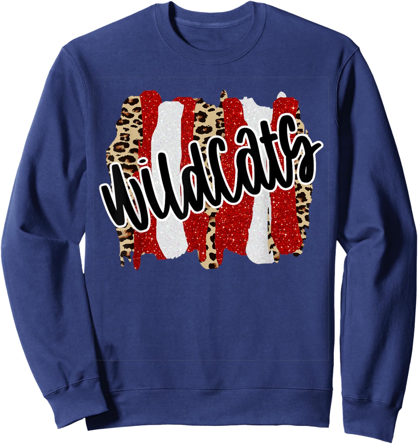 Wildcats Splash Red White Black School Spirit Sweatshirt - Sweatshirt | Navy