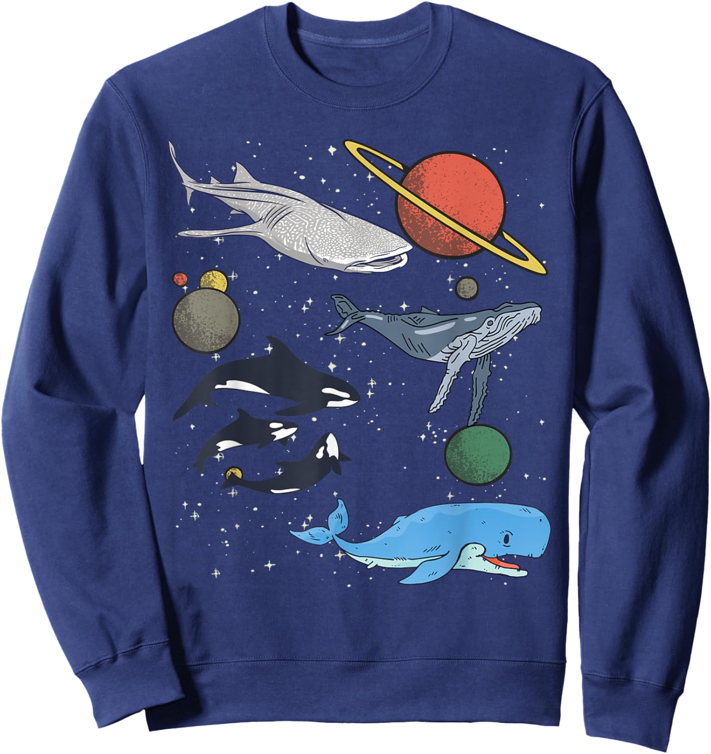 Galaxy Space White Shark Fin Costume Adult shark Sweatshirt - Sweatshirt | Navy