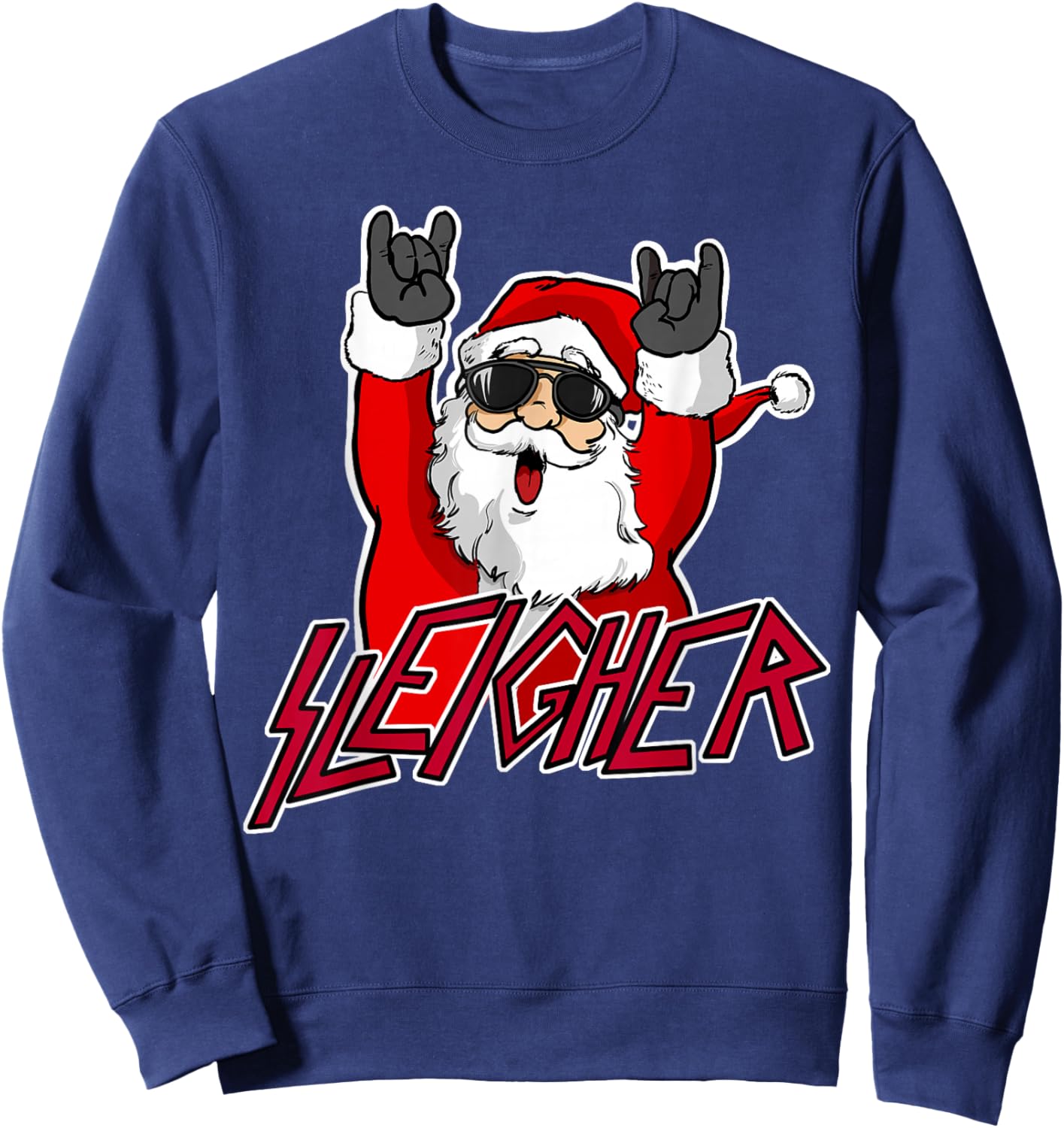 Sleigher Santa Claus Metal Christmas funny Hail Santa Sweatshirt - Sweatshirt | Navy
