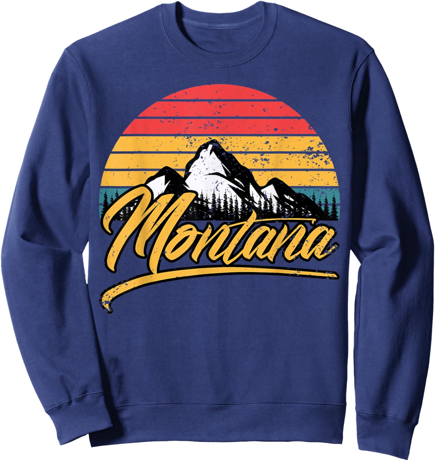 Vintage Mountain Shirt Retro Montana US Mountains State Sweatshirt - Sweatshirt | Navy