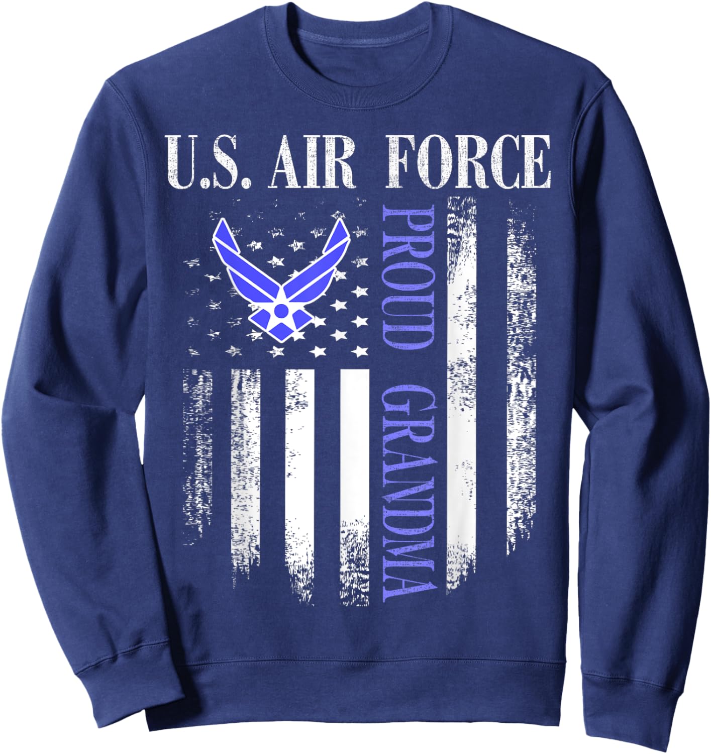 Vintage U.S. Air Force Proud Grandma With American Flag Sweatshirt - Sweatshirt | Navy