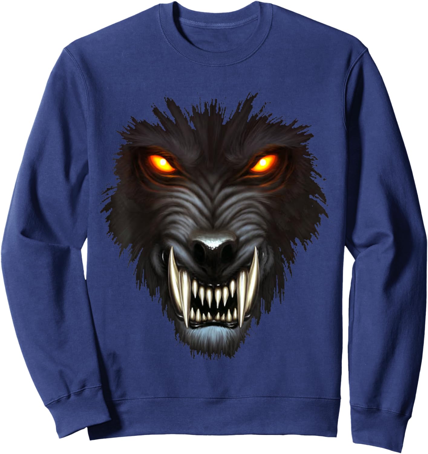 Werewolf Face Full Moon Scary Wolf Spooky Halloween Monster Sweatshirt - Sweatshirt | Navy