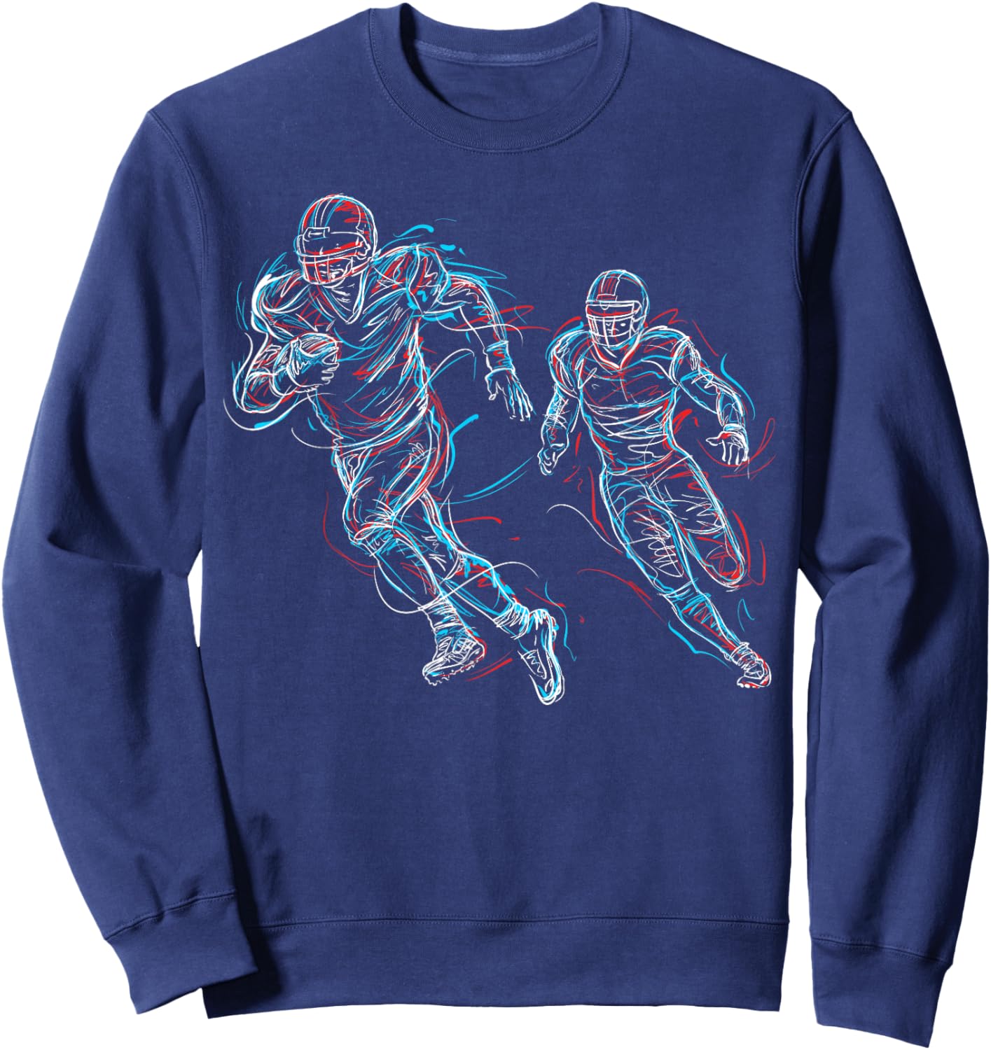 Abstract Art Football Player Running Sweatshirt - Sweatshirt | Navy