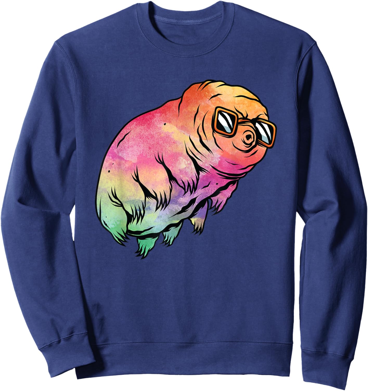 Big Rainbow Water Bear Microbiology Funny Tardigrade Sweatshirt - Sweatshirt | Navy